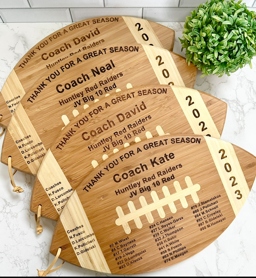 Football engraved cutting board